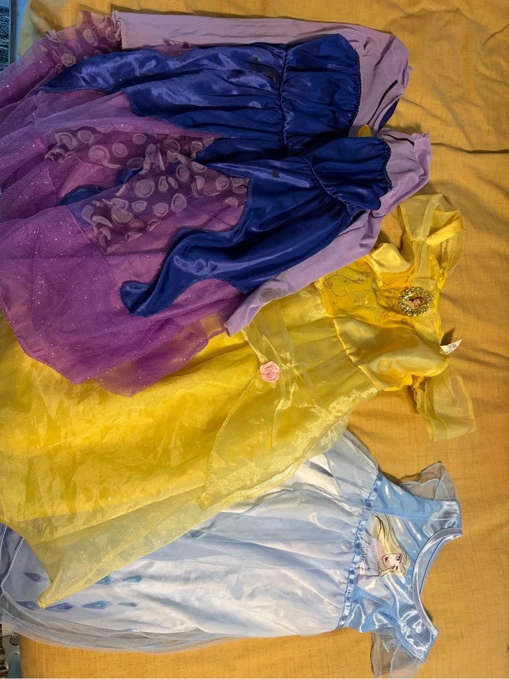 Purple, Yellow & Light Blue Kids Princess Costume Dresses - Pack